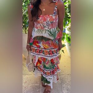 Colorful Floral Tiered Dress
